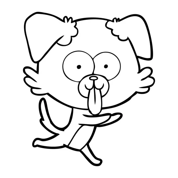 Perro Carreras Dibujos Animados Con Lengua Sobresaliendo — Vector de stock