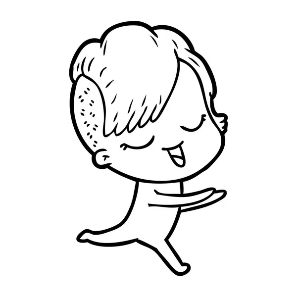 Illustration Vectorielle Fille Dessin Animé Heureux — Image vectorielle