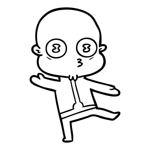 卡通怪人秃头宇航员跳舞 — 图库矢量图片