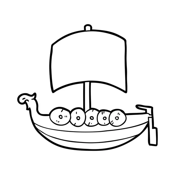 Vektor Illustration Von Cartoon Wikinger Boot — Stockvektor