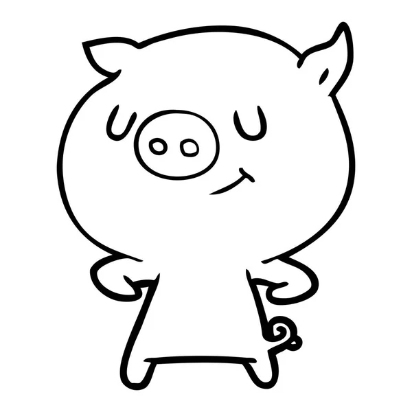 Illustration Vectorielle Cochon Heureux Dessin Animé — Image vectorielle