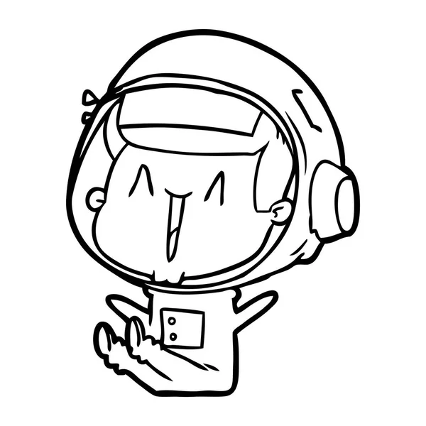 Happy Cartoon Astronaut Sitting — Stock Vector