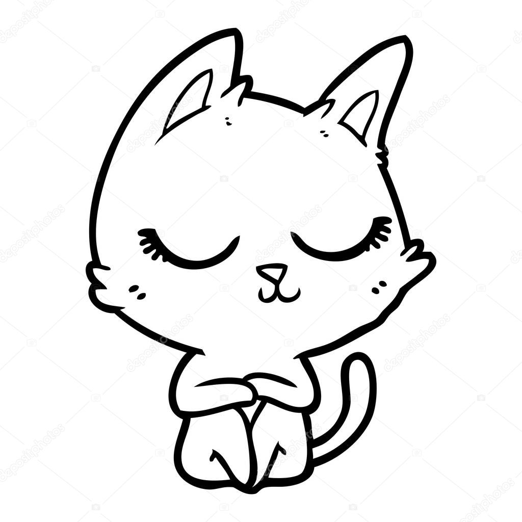 vector illustration of calm cartoon cat
