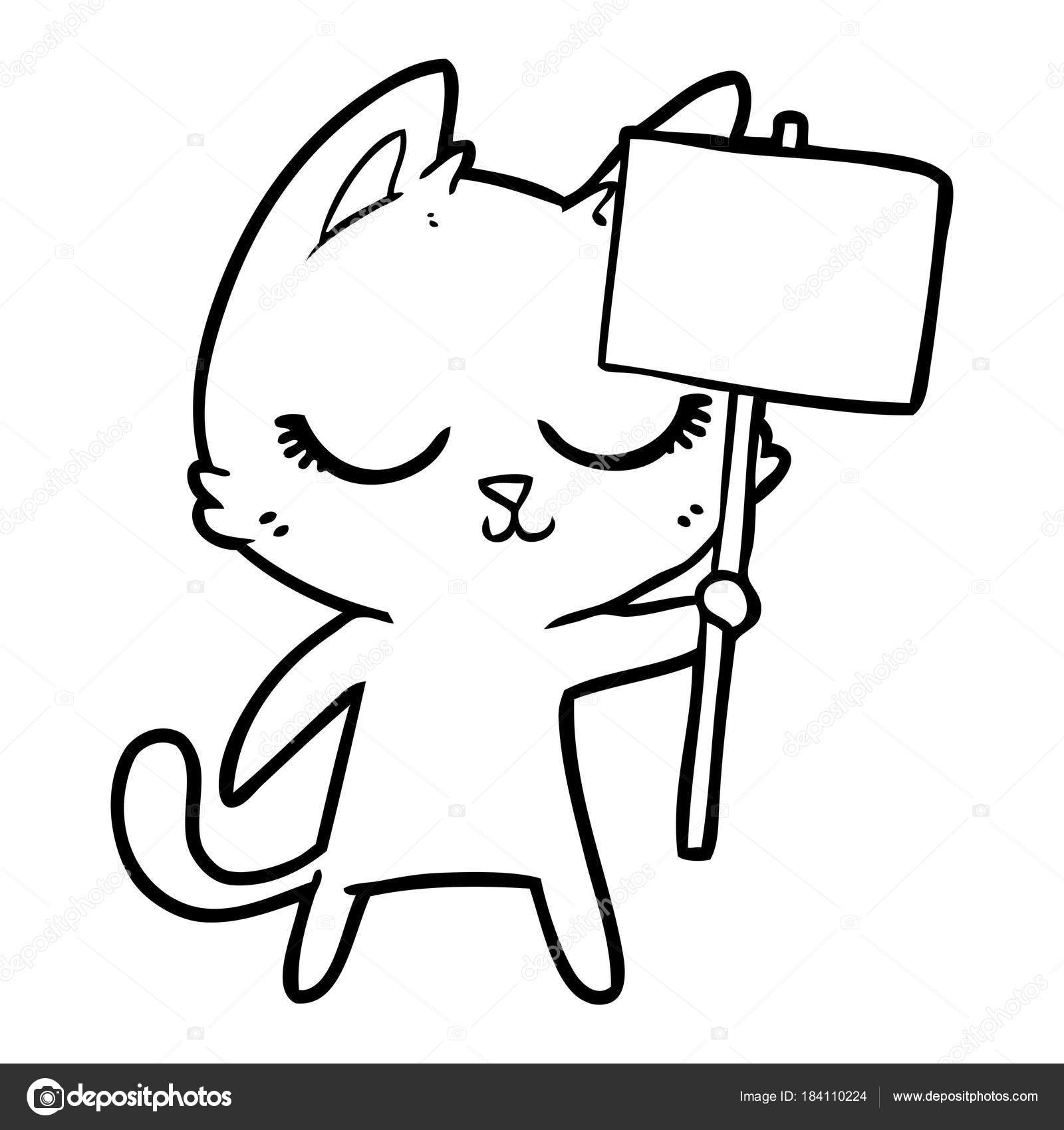 Calm Cartoon Cat Placard Vector Image By C Lineartestpilot Vector Stock Calm Cartoon Cat Placard Vector Image By C Lineartestpilot Vector Stock