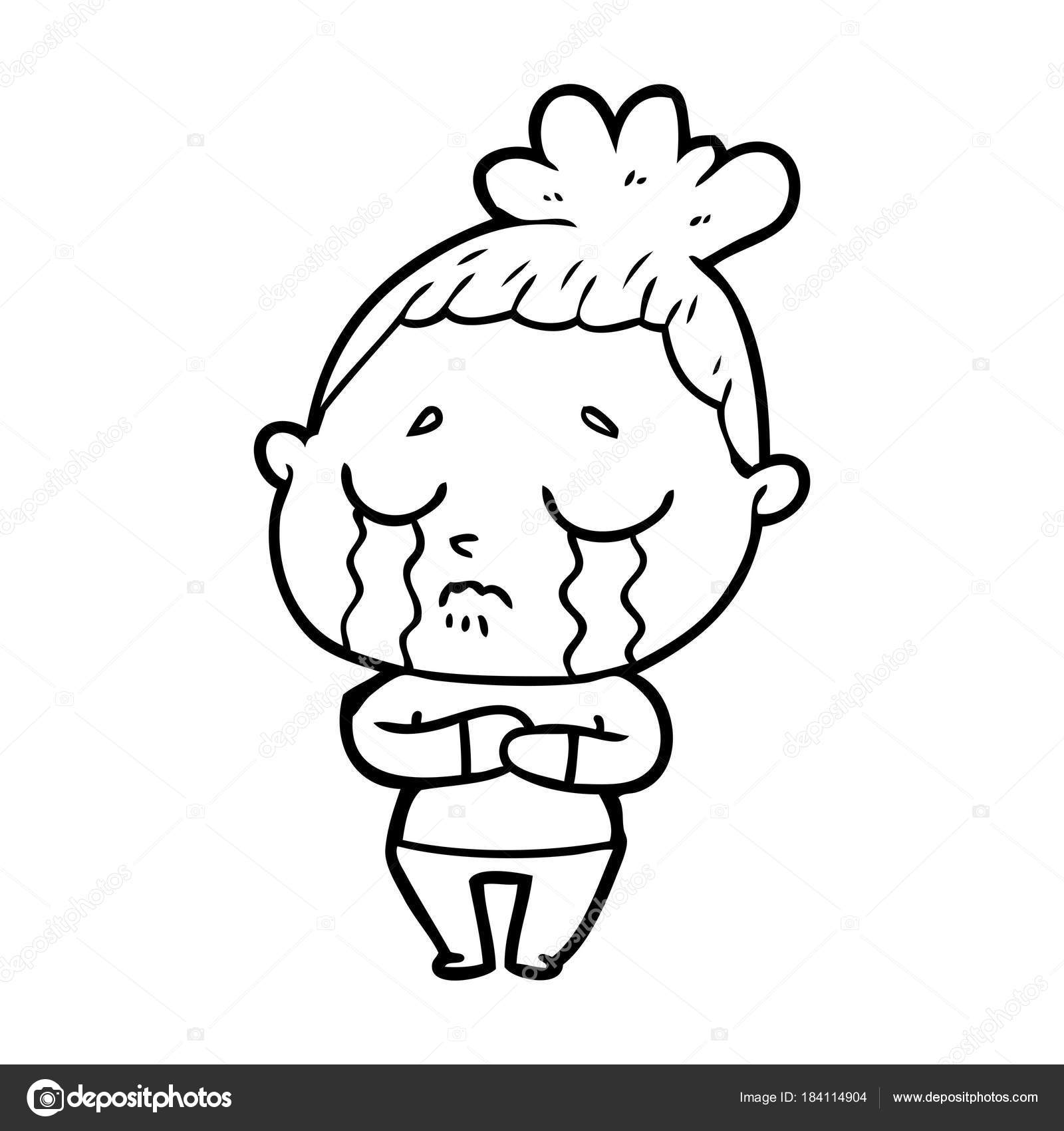 Ilustracja Wektorowa Płacząca Kobieta Kreskówka Grafika