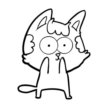 vektör çizim karikatür mutlu kedi