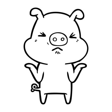 vektör çizim karikatür kızgın domuz