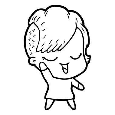 mutlu çizgi film kız vektör çizim