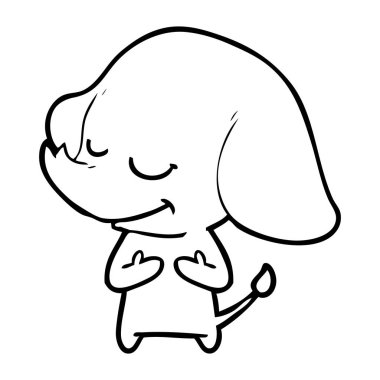 vektör çizim karikatür fil gülümseyen