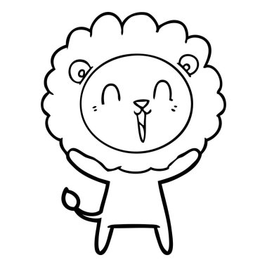 Aslan karikatür gülen vektör çizim