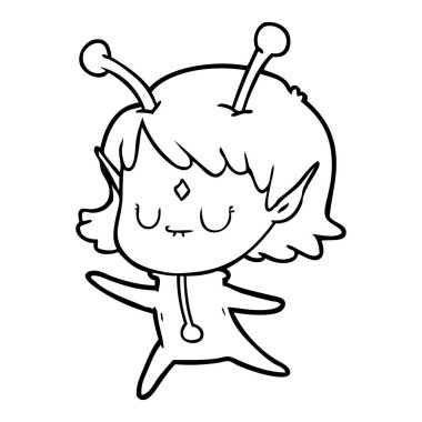 vektör çizim karikatür uzaylı kız