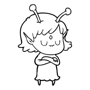 vektör çizim karikatür uzaylı kız