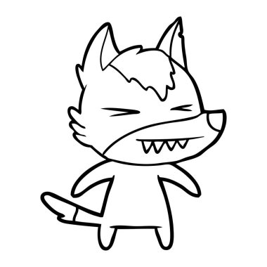 vektör çizim öfkeli wolf çizgi film