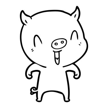 mutlu karikatür domuz vektör çizim