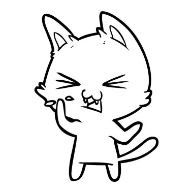 vektör çizim karikatür kedi tıslama