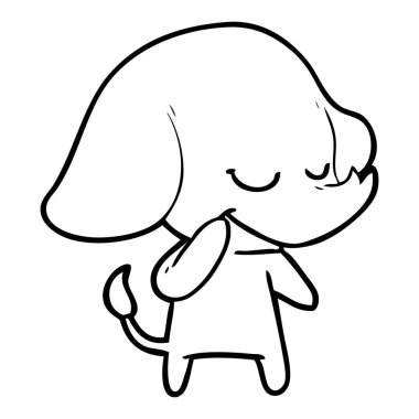 vektör çizim karikatür fil gülümseyen