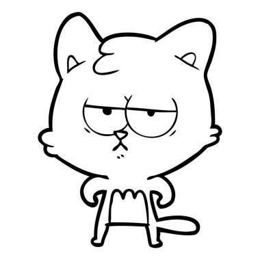 vektör çizim sıkılmış karikatür kedi