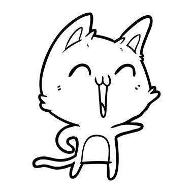vektör çizim karikatür mutlu kedi