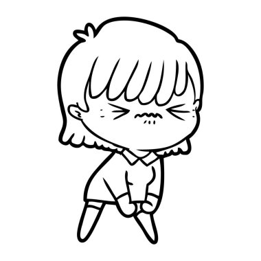 rahatsız çizgi film kız vektör çizim