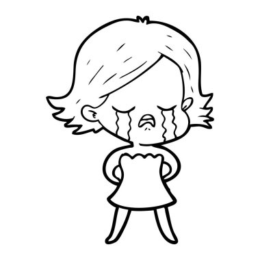 vektör çizim karikatür kız ağlıyor