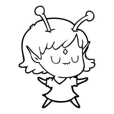 vektör çizim karikatür uzaylı kız