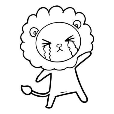 vektör çizim aslan ağlıyor çizgi film