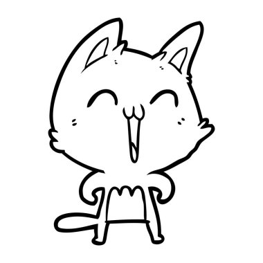 vektör çizim karikatür mutlu kedi