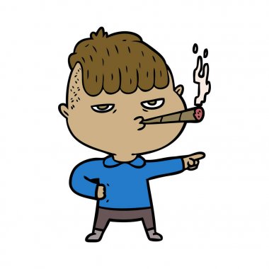 vektör çizim karikatür adam Sigara