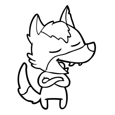 vektör çizim karikatür kurt gülen