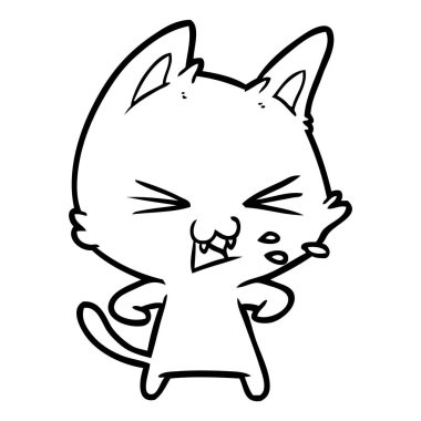 vektör çizim karikatür kedi tıslama