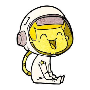 mutlu karikatür astronot vektör çizim