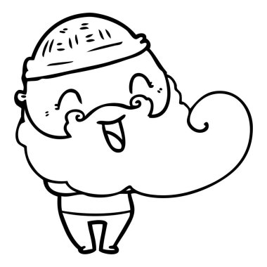 Sakal ve kış şapka ile mutlu adam