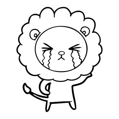 vektör çizim aslan ağlıyor çizgi film