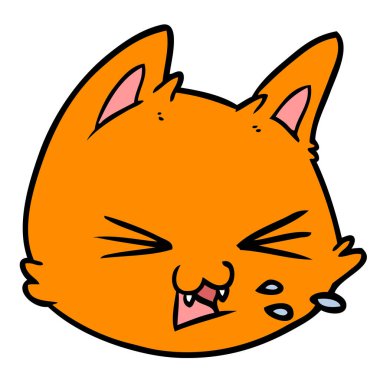 Karikatür kedi yüz tükürme