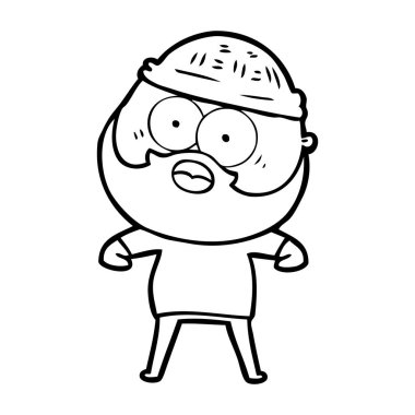 şaşırmış sakallı adam çizgi film