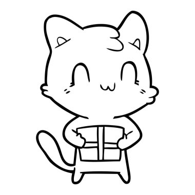 vektör çizim karikatür mutlu kedi