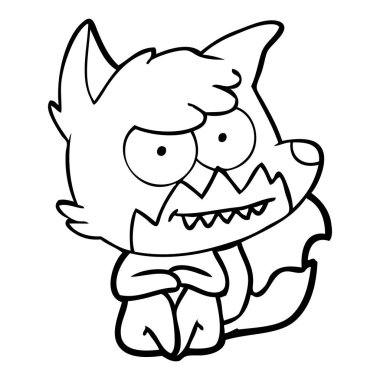 çizgi film sırıtan fox oturan