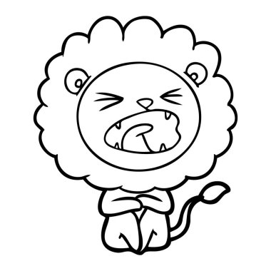 vektör çizim karikatür kızgın aslan