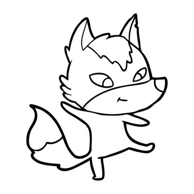 vektör çizim dostu karikatür kurt