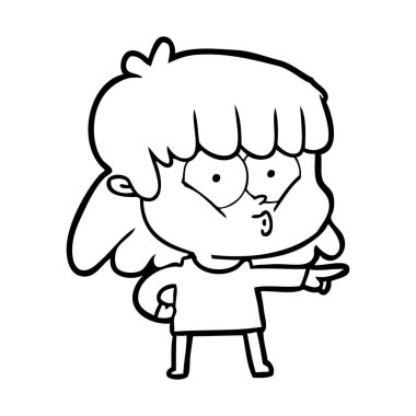 vektör çizim karikatür kız ıslık