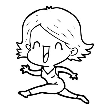 vektör çizim karikatür mutlu kadın