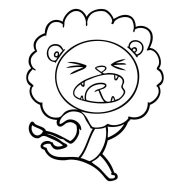 vektör çizim karikatür aslan çalıştıran