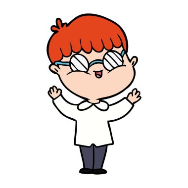 çizgi film çocuk gözlük takıyor