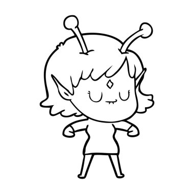 vektör çizim karikatür uzaylı kız