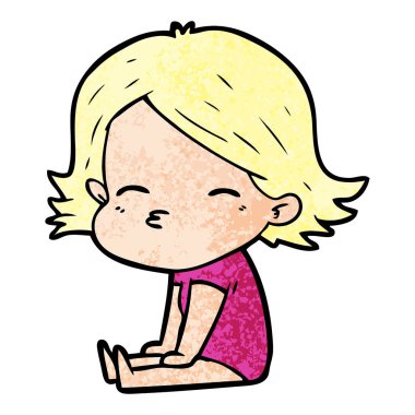 Çizgi filmdeki kadının vektör çizimi