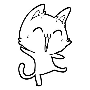 vektör çizim karikatür mutlu kedi