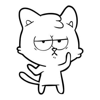 vektör çizim sıkılmış karikatür kedi