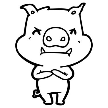 kızgın çizgi film domuz vektör çizim