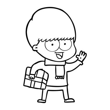 hediye ile mutlu çizgi film çocuk