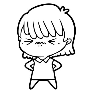 rahatsız çizgi film kız vektör çizim